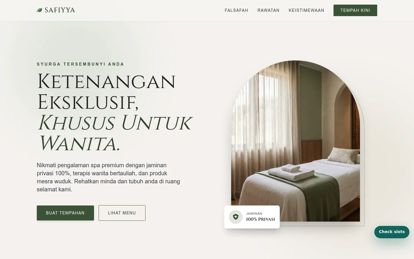 Safiyya Muslimah Spa Ketenangan website snapshot
