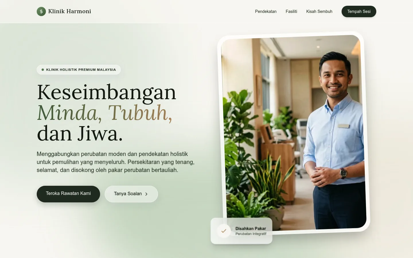 Klinik Harmoni Keseimbangan Minda website snapshot