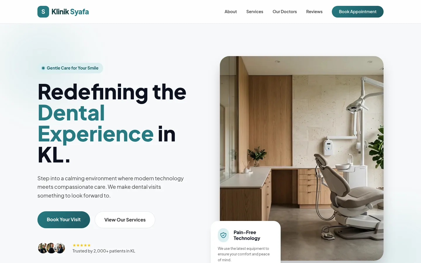Klinik Syafa Dental Care website snapshot