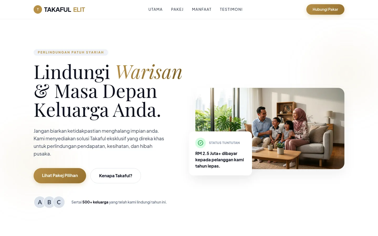 Takaful Booking Online website snapshot