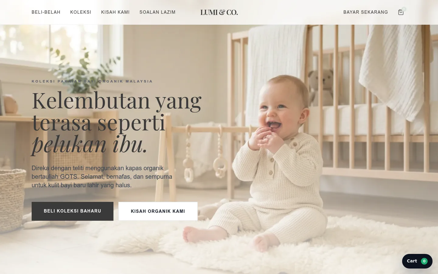 Lumi Co Petit Organic website snapshot