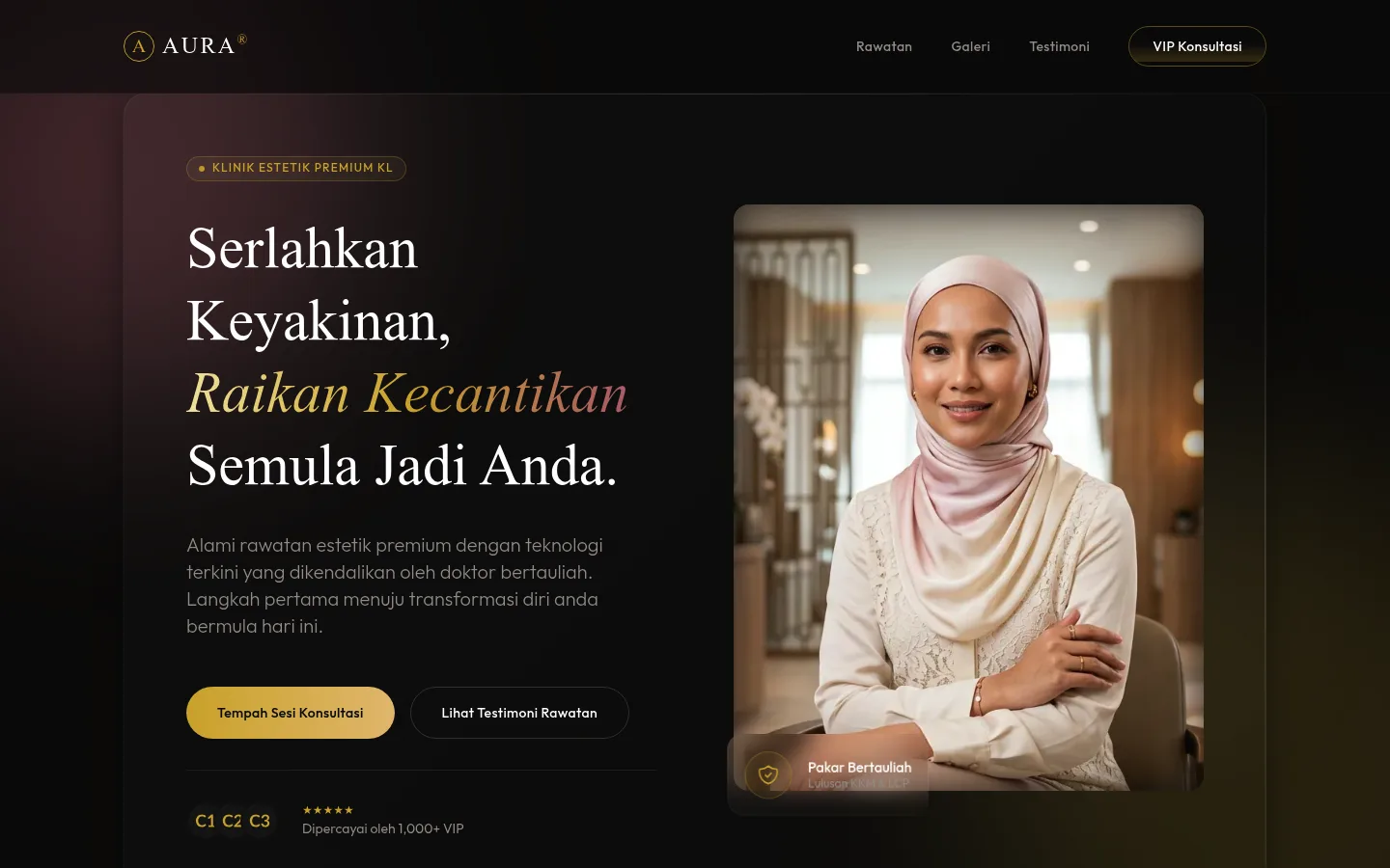 Aura Estetika Klinik Estetik website snapshot